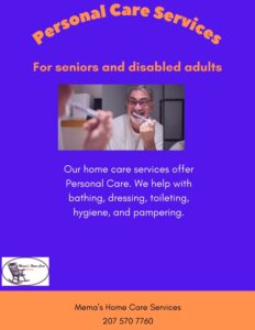 Flyer for Personal Care services