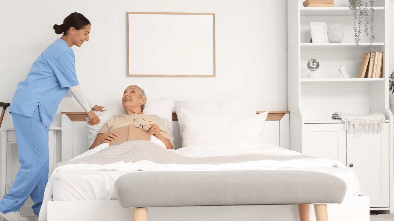 A caregiver housekeeping in home care.